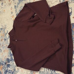 Mens sweater, Marron color,  with quarter zip-up, 2 pockets in the front